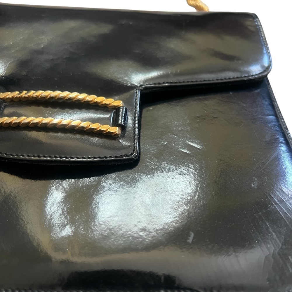 Vintage Leather Black Gold Rope Medium Shoulder Bag - Picture 8 of 8